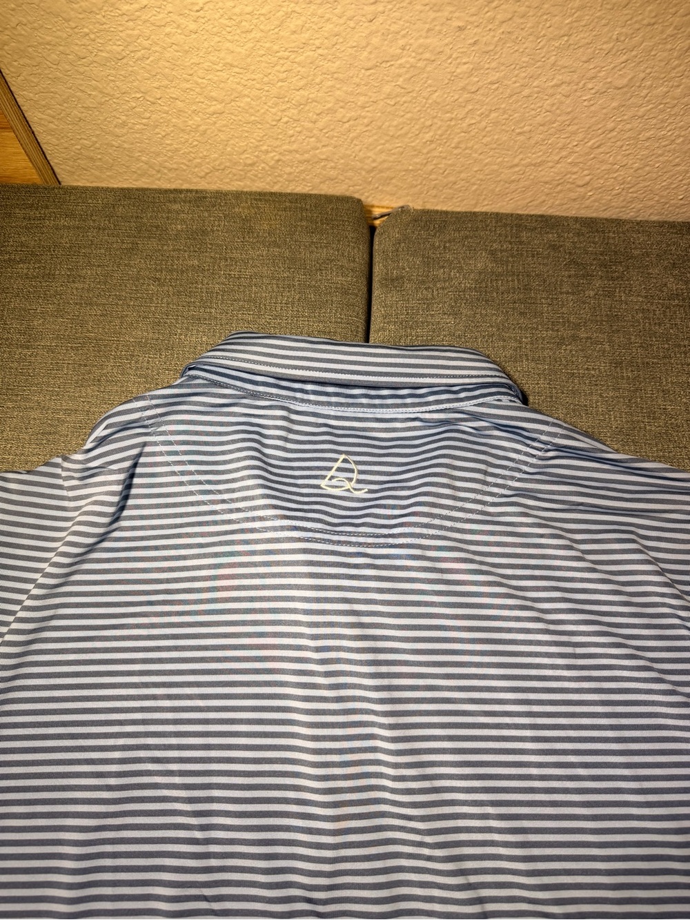 Men's Blue Striped Polo Shirt - Performance Short Sleeve